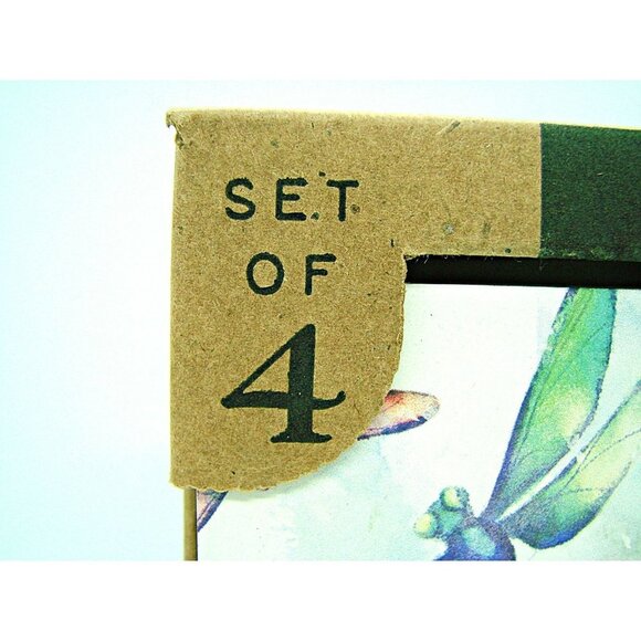 Set 4 Carson Dragonfly Pastel Watercolor Absorbent Stoneware Cork Back Coasters - Picture 8 of 11